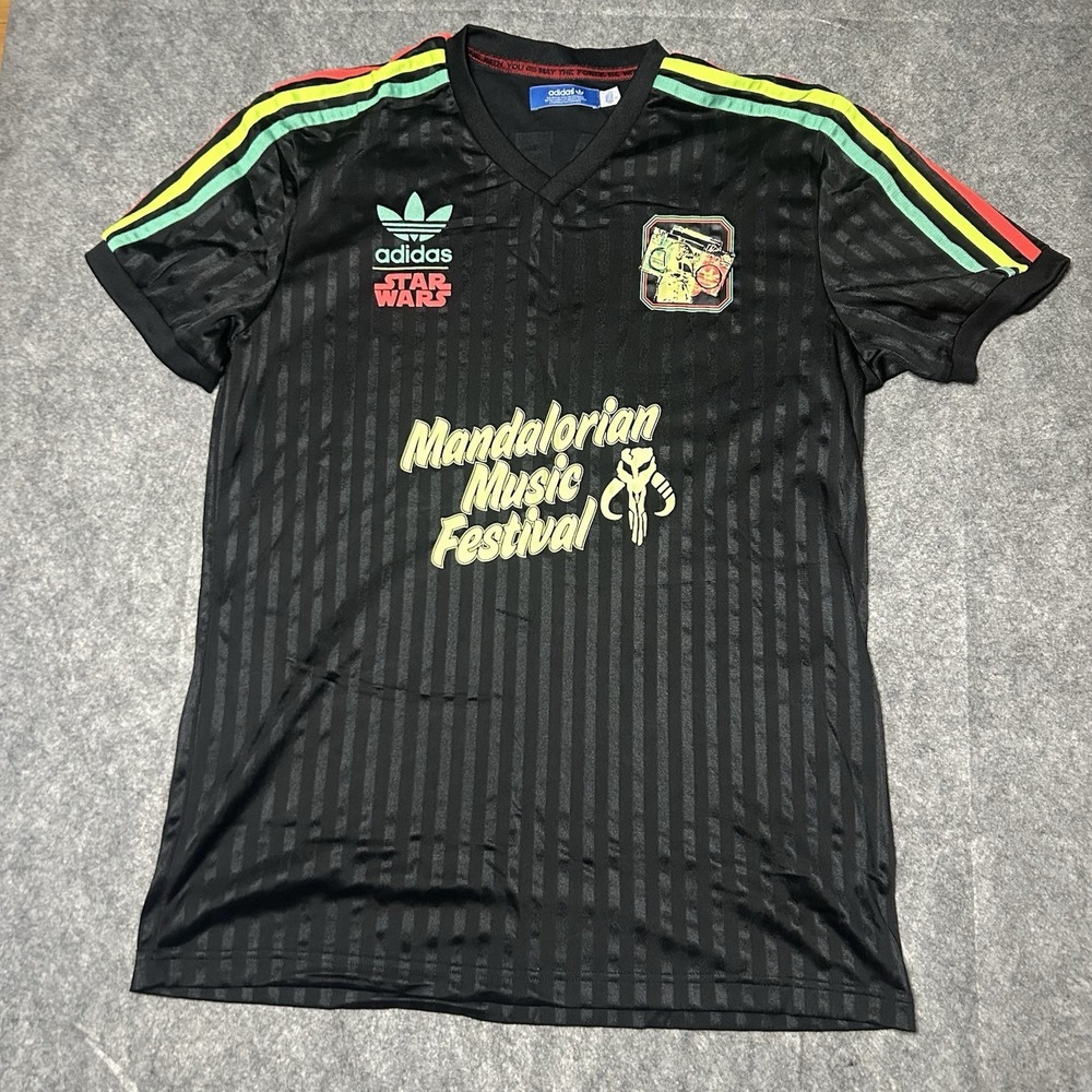Adidas x Star Wars Men's Large Boba Fett Mandalorian Soccer Music Jersey Rasta